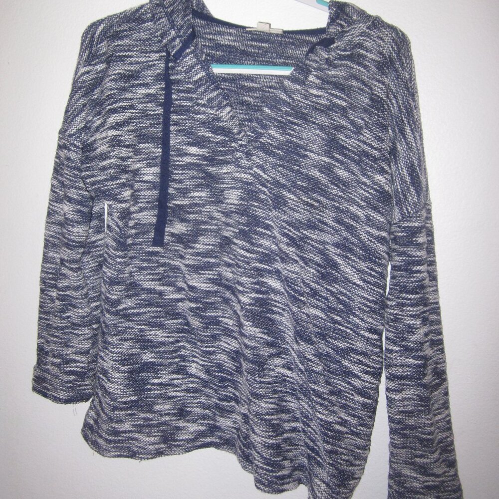 Style & Co Baja Style Pullover in Navy and White with Hood Women's Size Medium